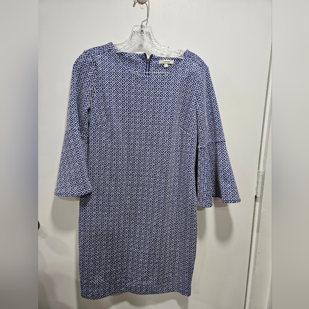 Tyler Boe Jacquard midi dress with bell sleeves